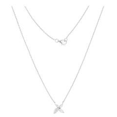 SI Clarity HI Color Diamond Floral Pendant Chain Halskette 14 Karat Weißgold