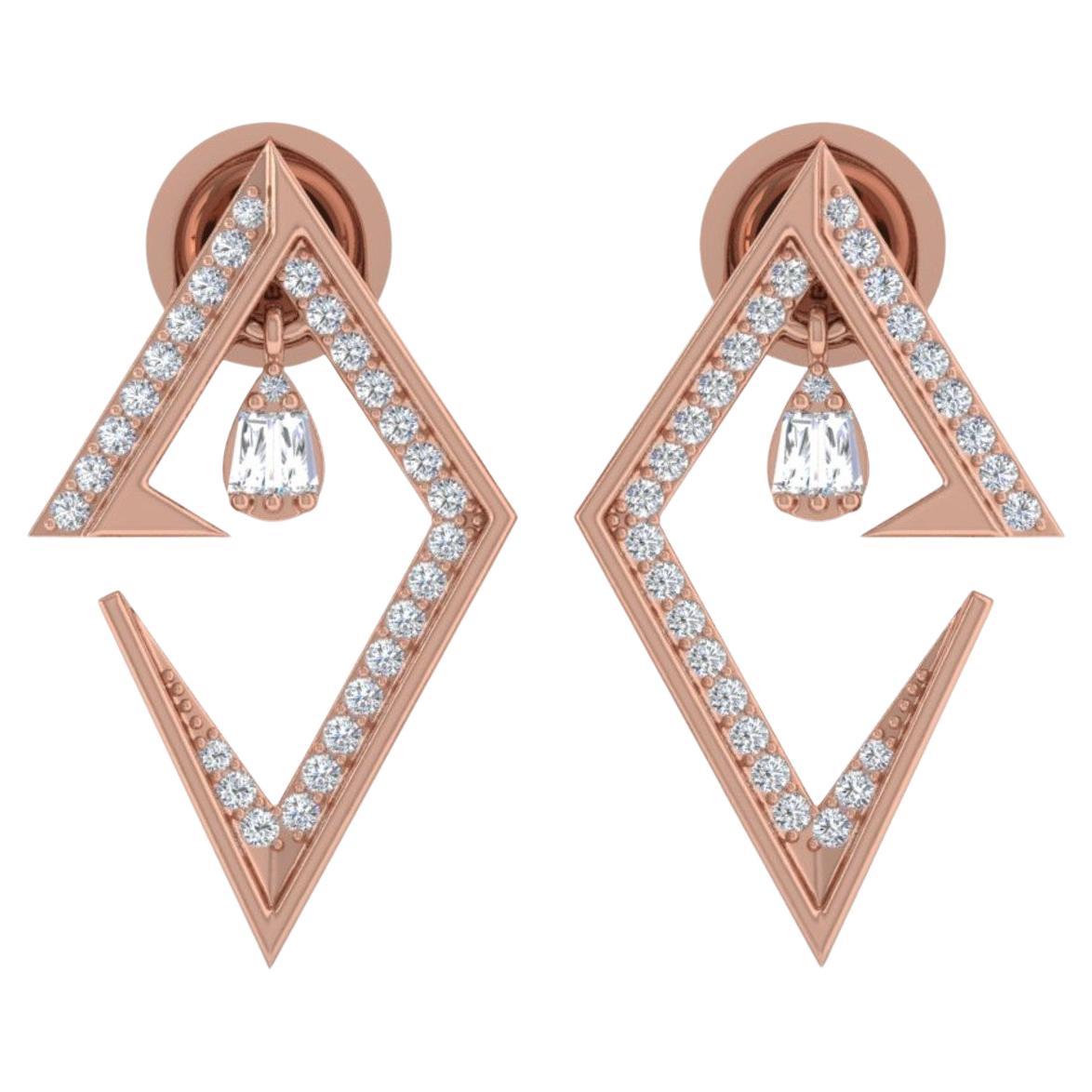 SI Clarity HI Color Orecchini geometrici di diamanti in oro rosa 18 carati