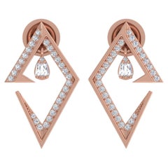 SI Clarity HI Color Orecchini geometrici di diamanti in oro rosa 18 carati
