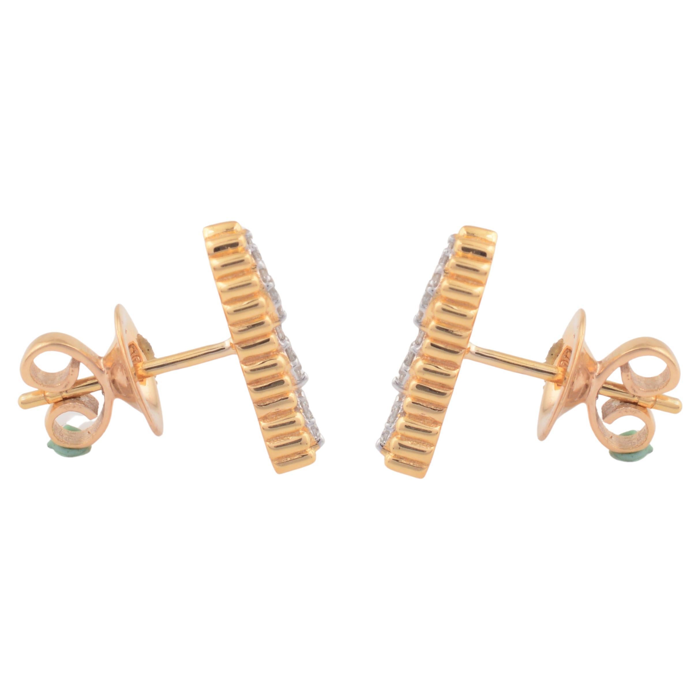 SI Reinheit HI Farbe Diamant Blattform Ohrstecker 18 Karat Gelbgold (Zeitgenössisch) im Angebot