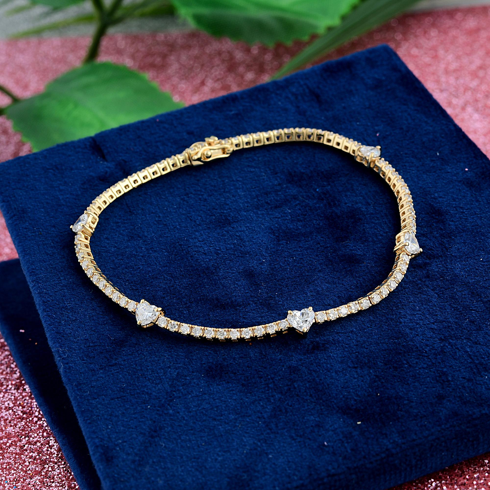 SI Claridad HI Color Diamante Línea Pulsera Oro Amarillo 14 Kilates Joyería Artesanal en Nuevo estado para la venta en Diera, Dubai