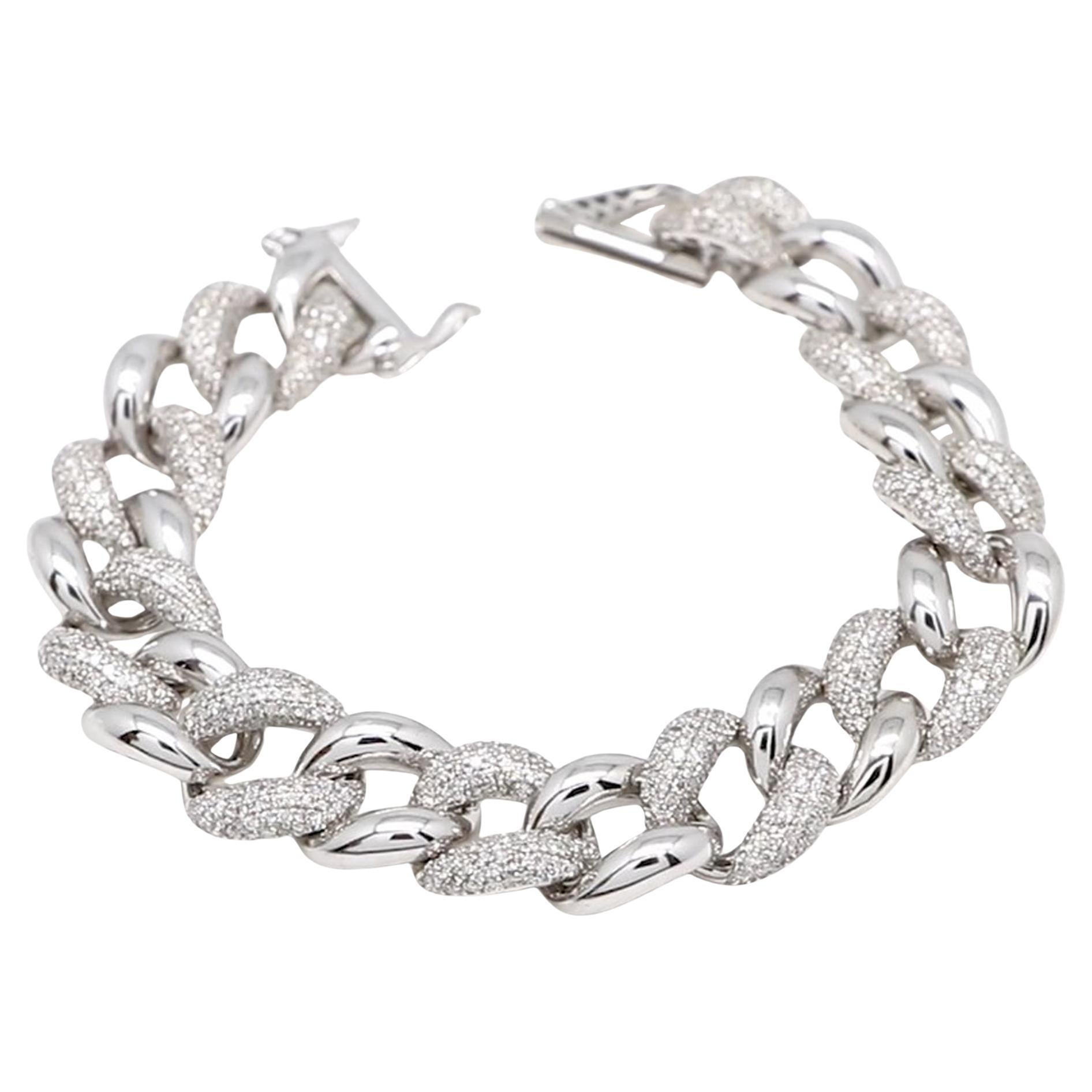 SI Reinheit HI Farbe Diamant Gliederkette Armband 14 Karat Weißgold feiner Schmuck