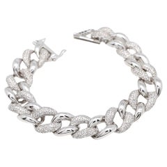 SI Clarity HI Color Diamond Link Chain Bracelet 14 Karat White Gold Fine Jewelry