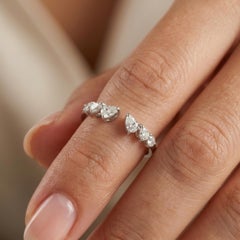 SI Clarity HI Color Diamond Open Band Stackable Ring 18 Karat White Gold