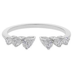 SI Clarity HI Color Diamond Open Band Stackable Ring 18 Karat White Gold