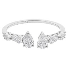 SI Clarity HI Color Diamond Open Engagement Stacking Ring 18 Karat White Gold