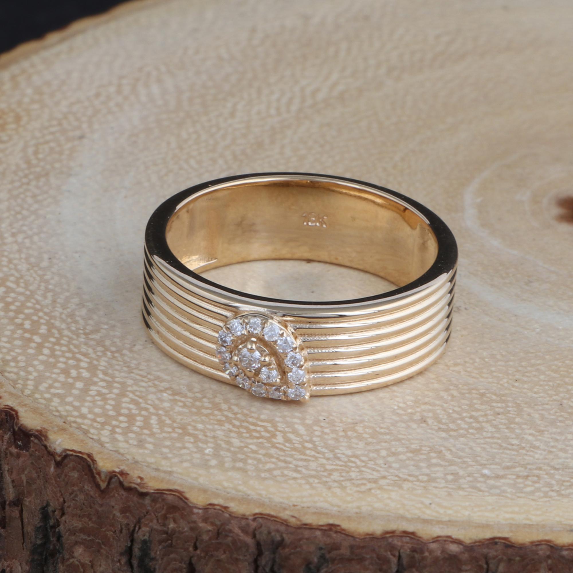SI Reinheit HI Farbe Diamant Pavé-Ring 18 Karat Gelbgold Handgefertigter Schmuck (Moderne) im Angebot