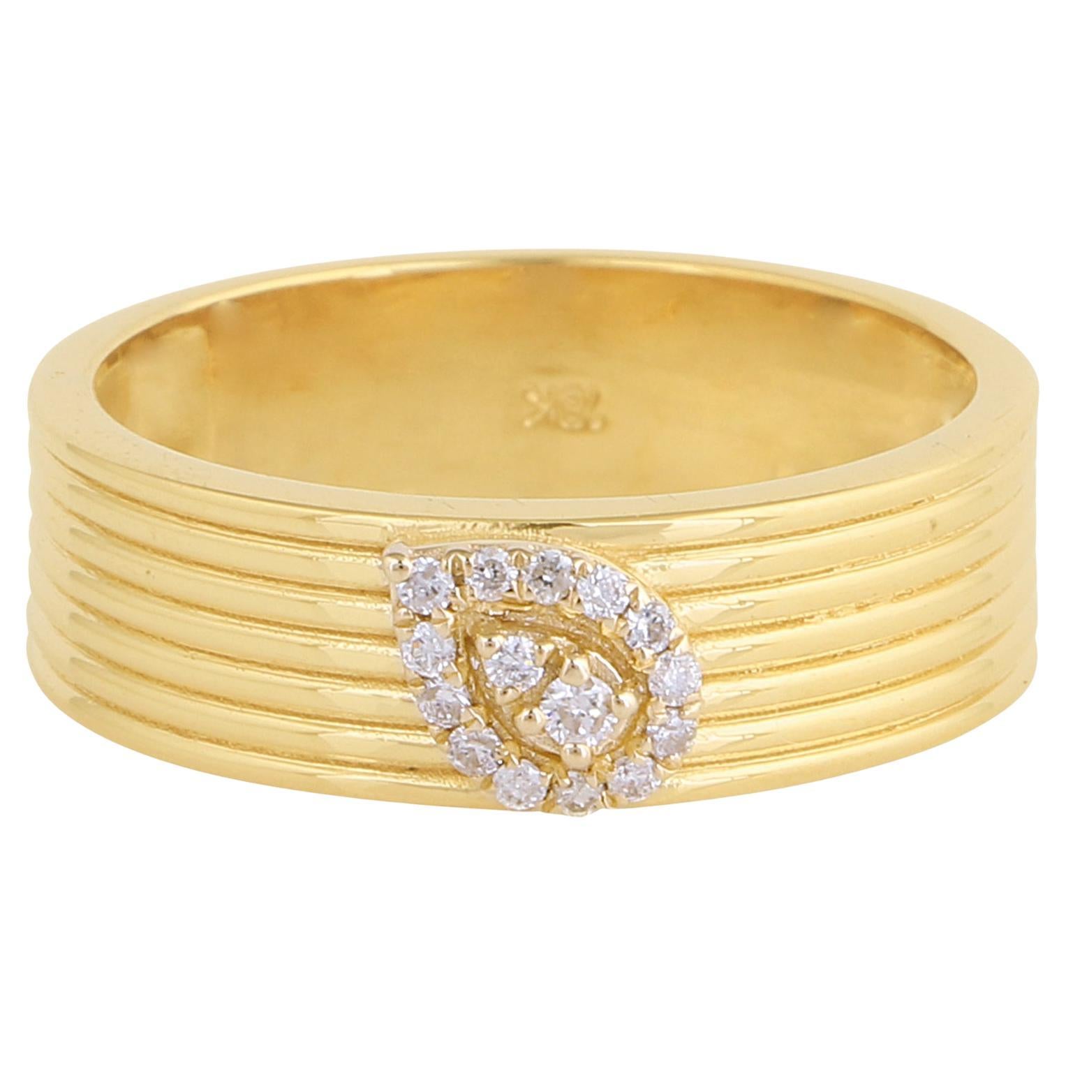 Bague joaillerie faite main en or jaune 18 carats avec pavé de diamants de couleur SI Clarity