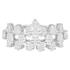 SI Clarity HI Color Diamond Ring 18k White Gold All Tariffs Paid Fine Jewelry (Bague en or blanc 18k avec diamants de couleur HI)