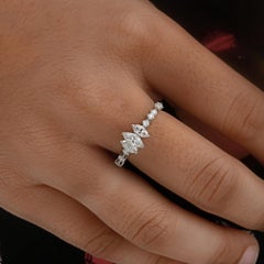 SI Clarity HI Color Diamond Three Stone Style Ring 14 Karat White Gold