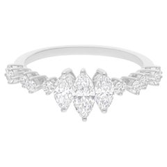 SI Clarity HI Color Diamond Three Stone Style Ring 18 Karat White Gold