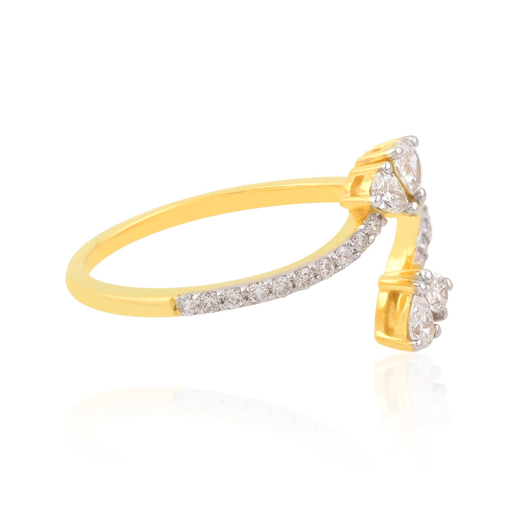 For Sale:  SI Clarity HI Color Diamond Wrap Ring 18 Karat Yellow Gold Handmade Fine Jewelry 2