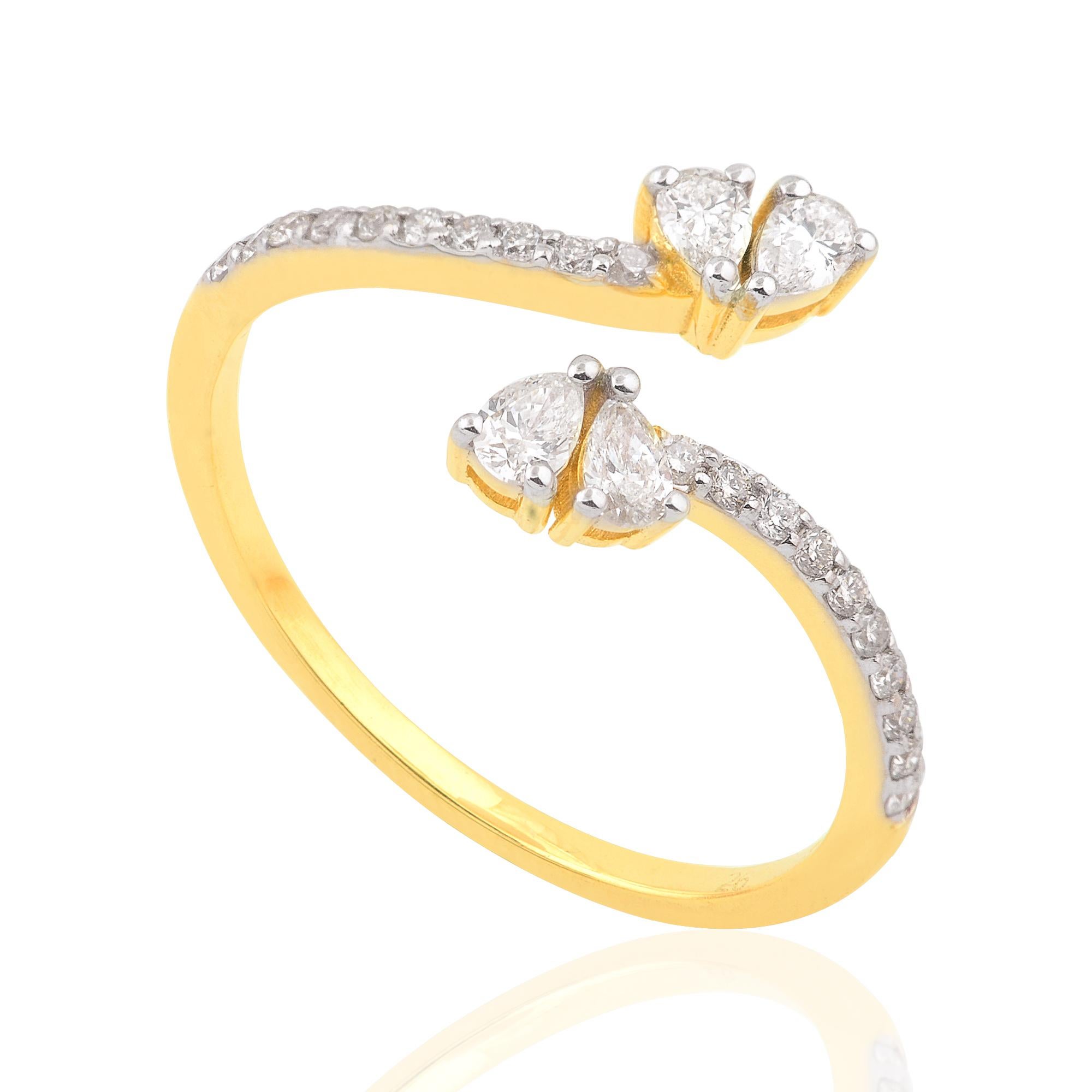 For Sale:  SI Clarity HI Color Diamond Wrap Ring 18 Karat Yellow Gold Handmade Fine Jewelry 3