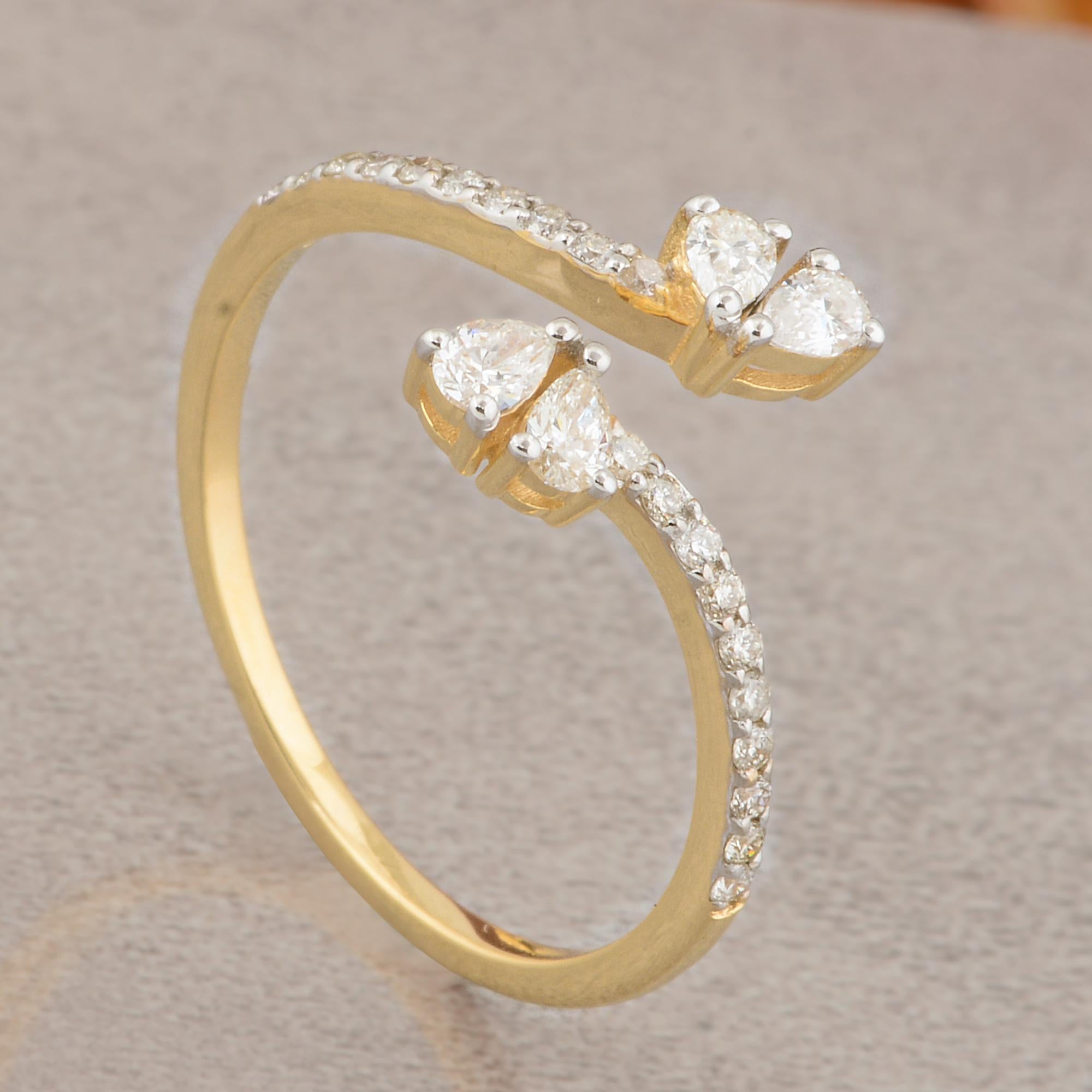 For Sale:  SI Clarity HI Color Diamond Wrap Ring 18 Karat Yellow Gold Handmade Fine Jewelry 4