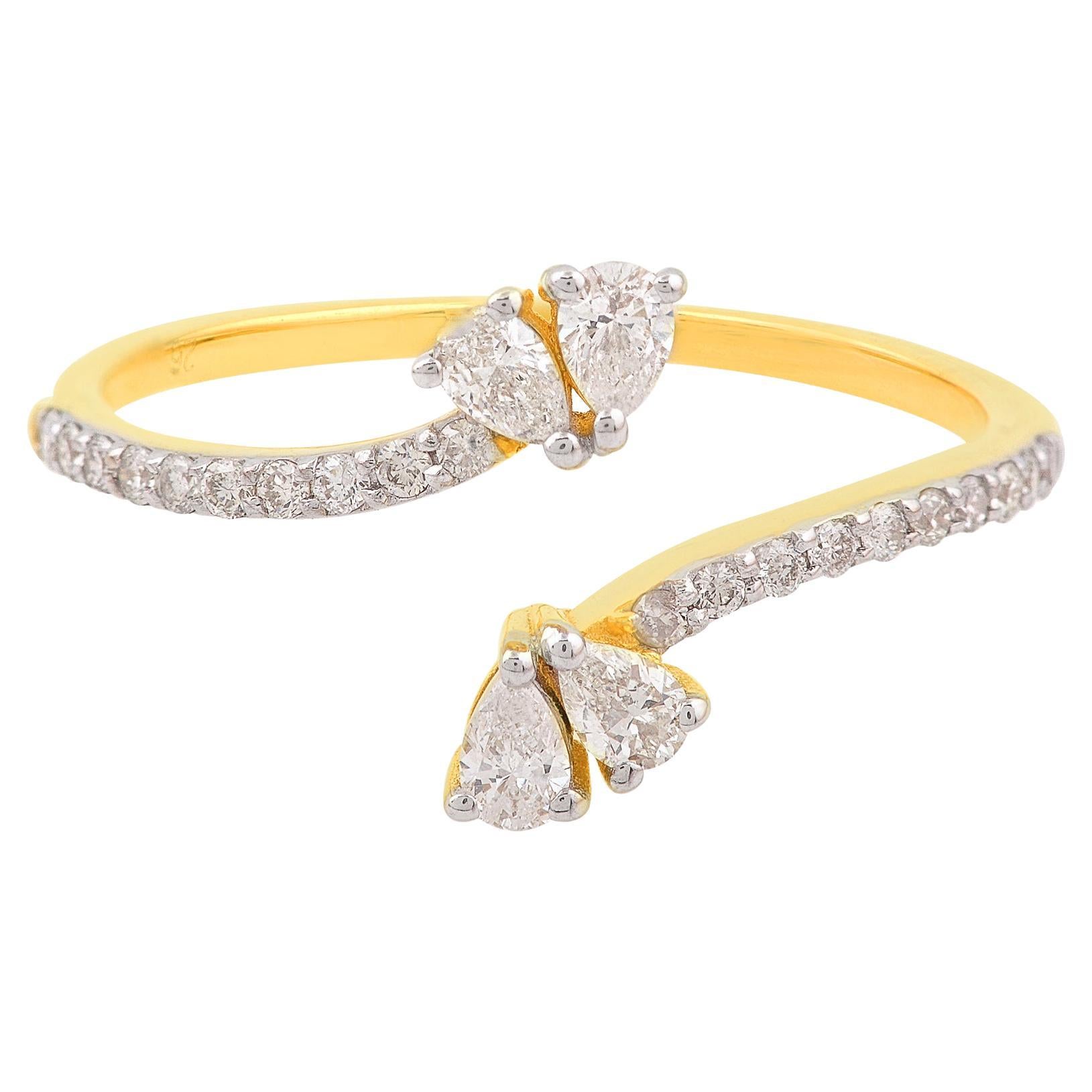 For Sale:  SI Clarity HI Color Diamond Wrap Ring 18 Karat Yellow Gold Handmade Fine Jewelry