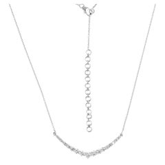 SI Clarity HI Color Graduated Diamond Curve Pendant Necklace 14 Karat White Gold