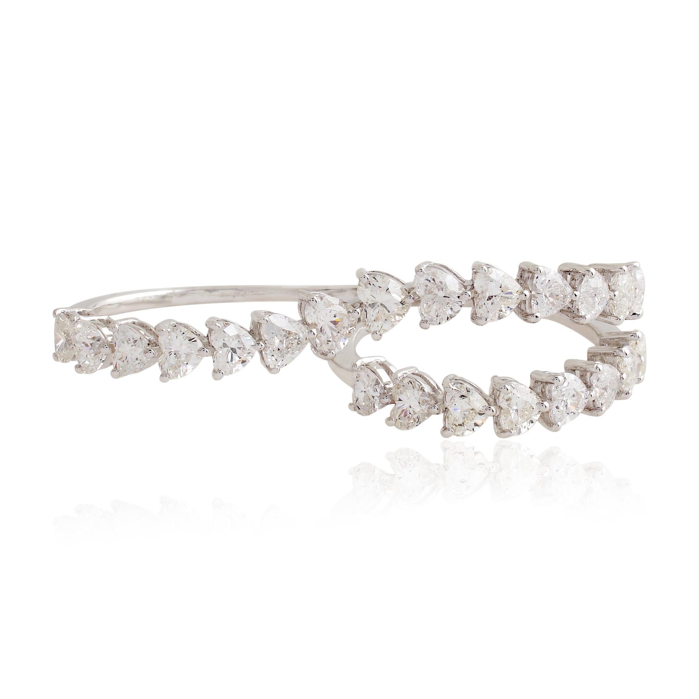 SI Reinheit HI Farbe Herzschliff Diamant Zwei Finger Ring 14 Karat Weißgold