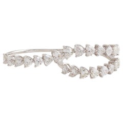 SI Claridad HI Color Diamante Forma Corazón Anillo Doble Dedo Oro Blanco 18 Kilates