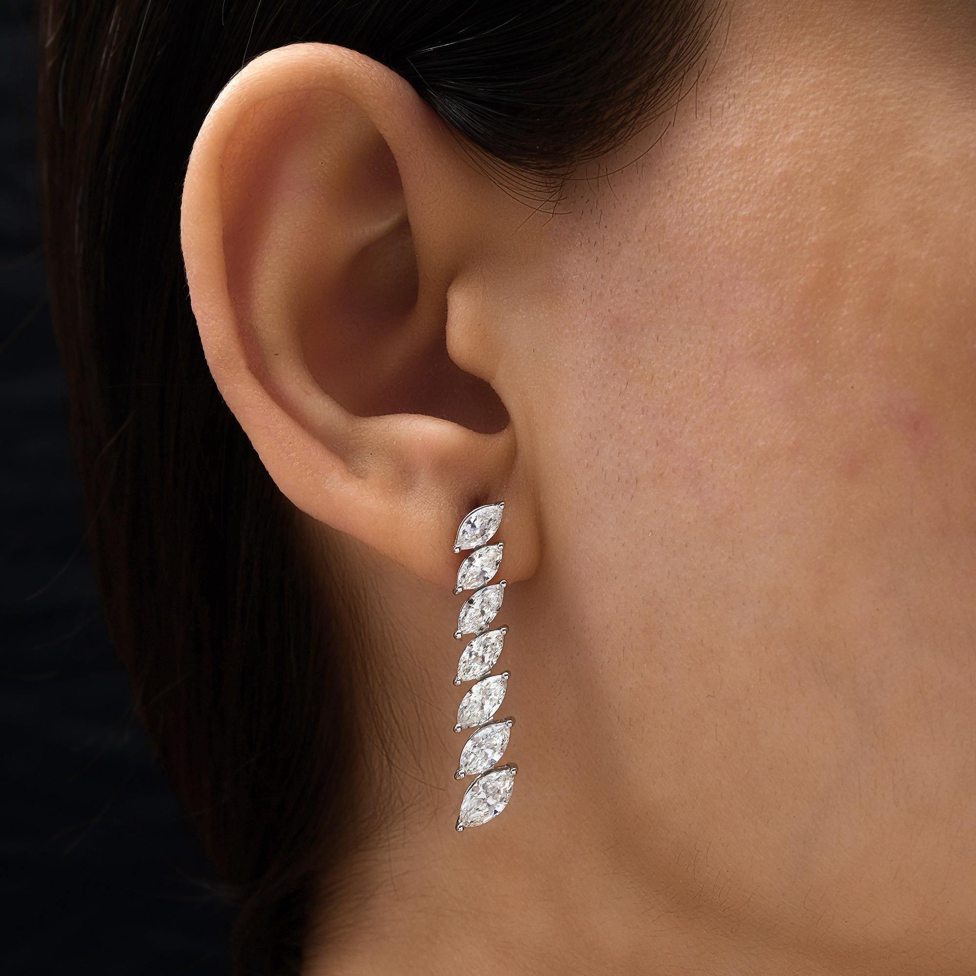 Cast from 18-karat gold, these exquisite earrings are handset with 3.79 carats of sparkling diamonds. Diamond is a April birthstone and is believed to boost confidence and enhance creativity. A wonderful gift for Mom, Grandma, your wife, or