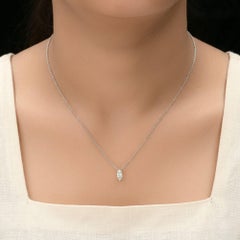 SI Clarity HI Color Marquise Cut Diamond Solitaire Chain Necklace 18k White Gold