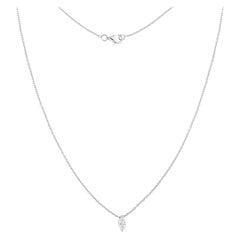 SI Clarity HI Color Marquise Cut Diamond Solitaire Chain Necklace 18k White Gold