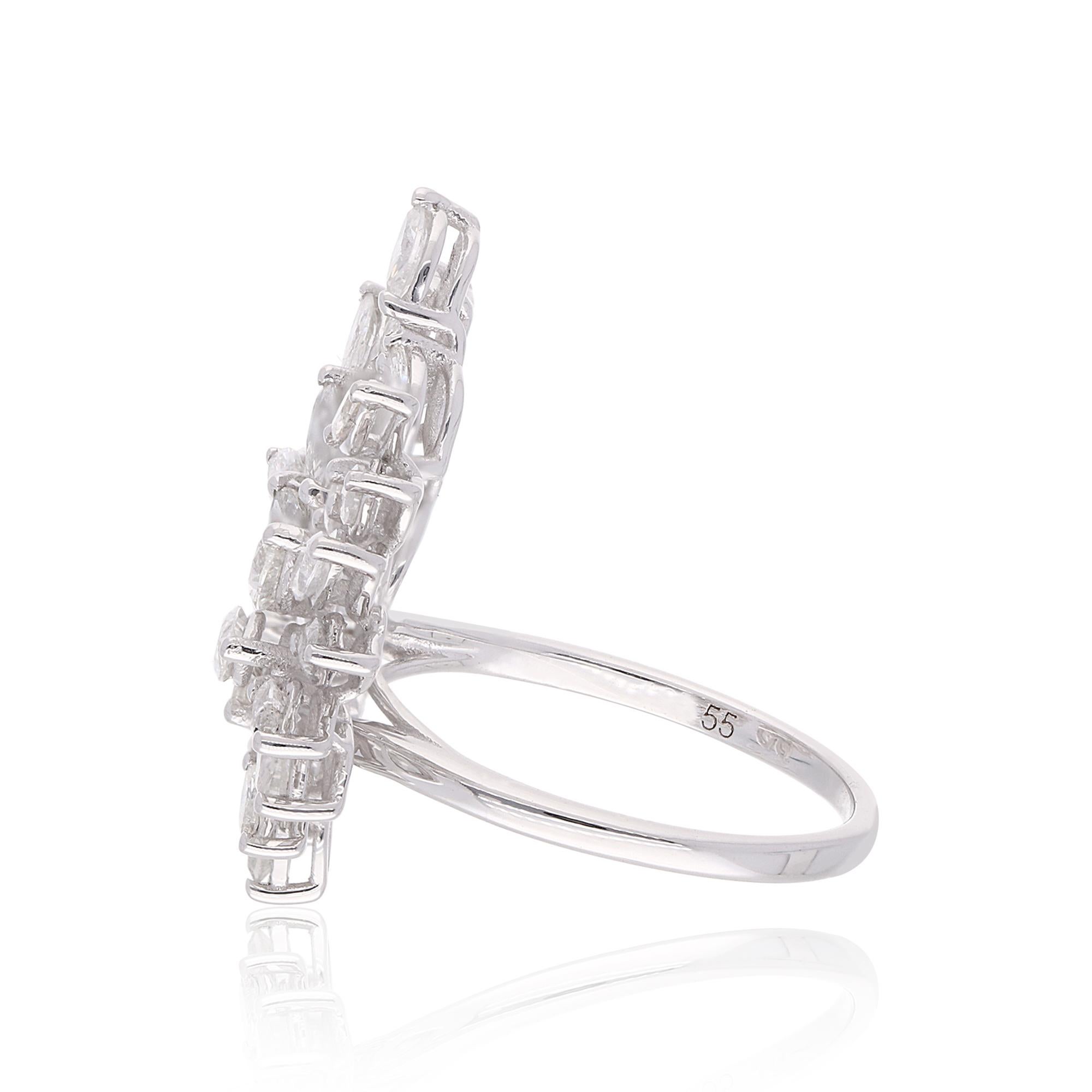 Modern SI Clarity HI Color Marquise Diamond Angel Wing Cuff Ring 14 Karat White Gold For Sale