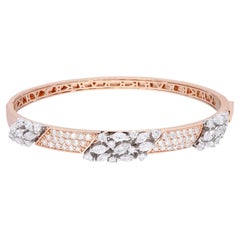 SI Clarity HI Color Marquise Diamond Bangle Bracelet 18 Karat Rose Gold Jewelry