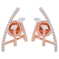 SI Clarity HI Color Marquise Diamond Earrings 18 Karat Rose Gold Fine Jewelry