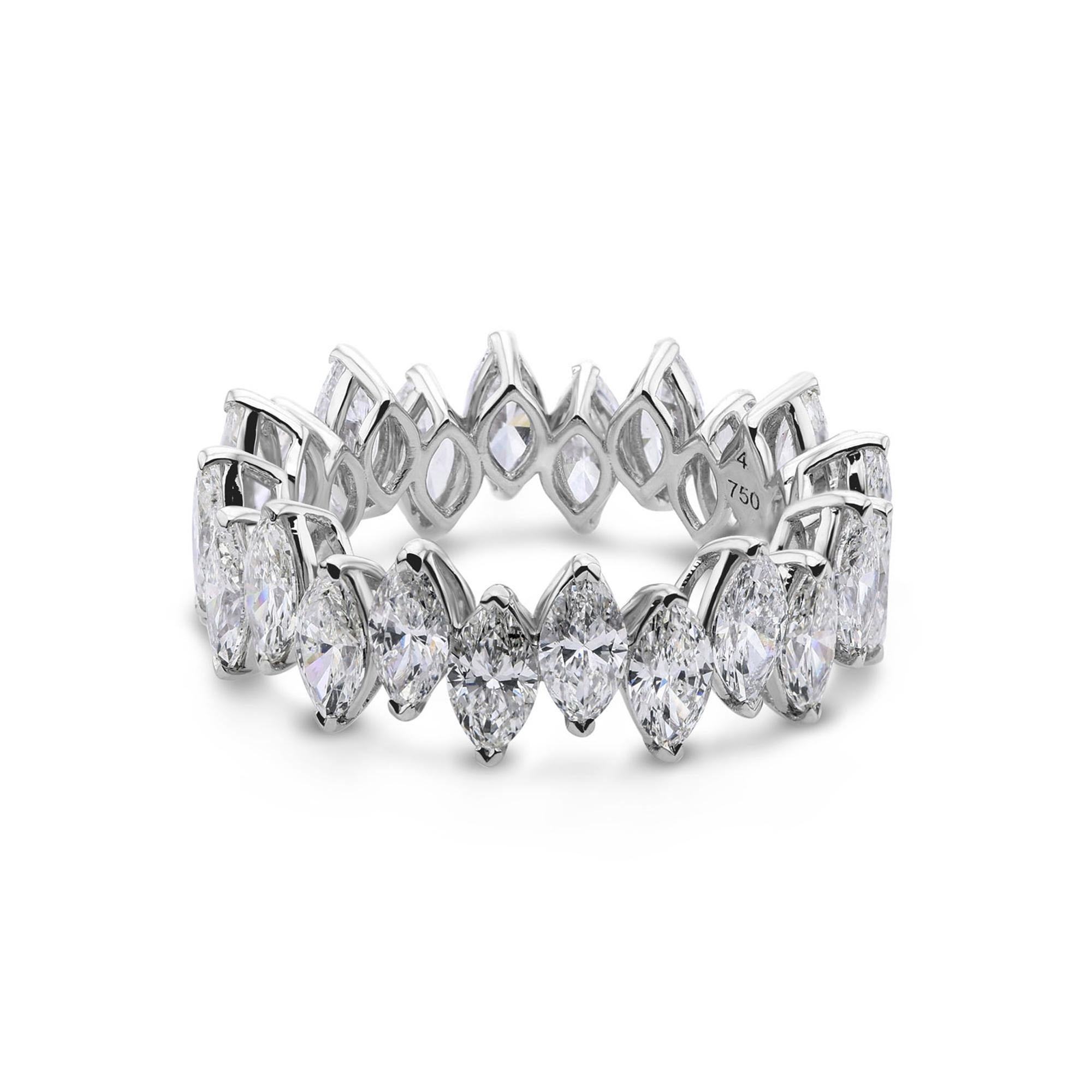 Im Angebot: SI Reinheit HI Farbe Marquise Diamant Stackable Eternity Band Ring 14K Weißgold () 3