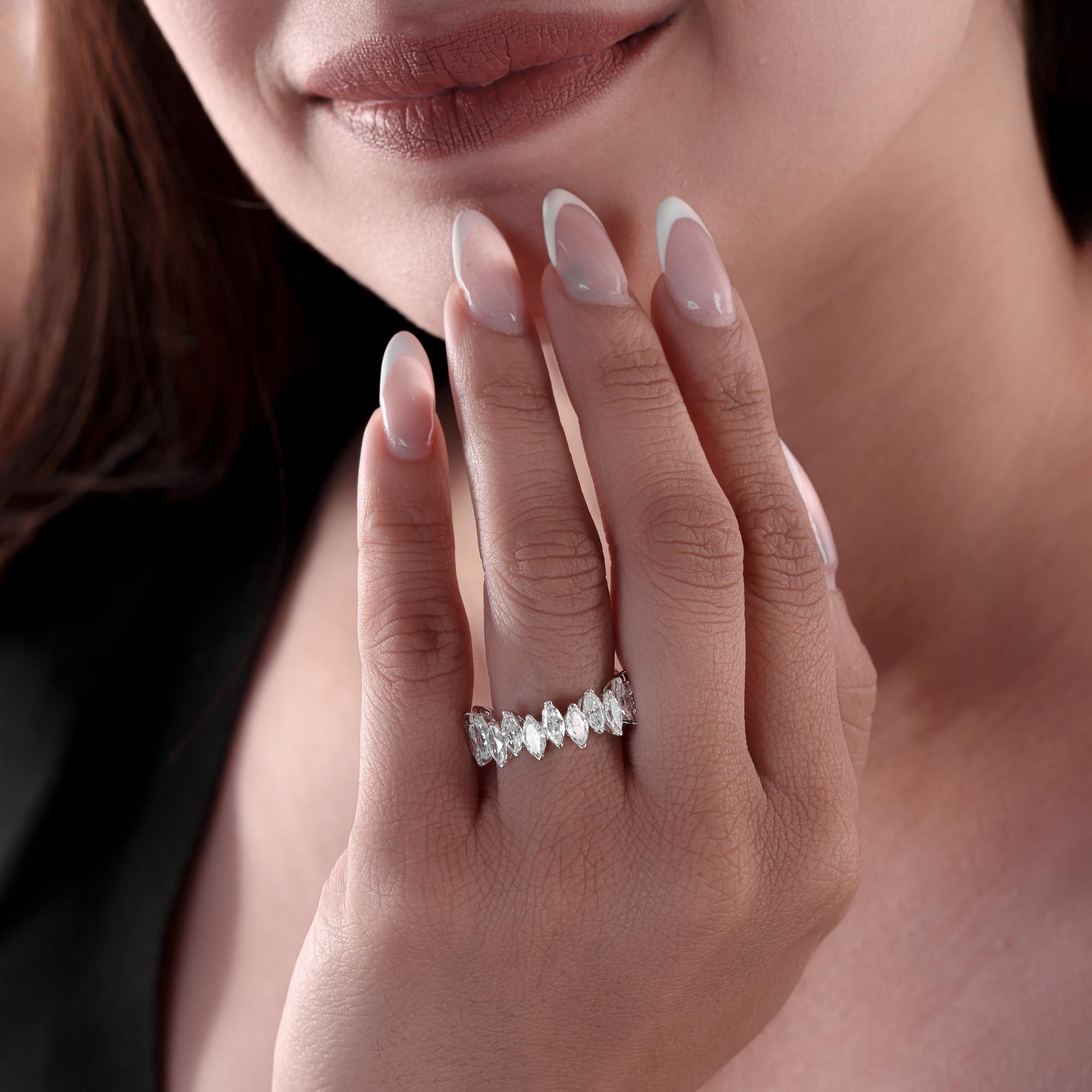 Im Angebot: SI Klarheit HI Farbe Marquise Diamant Stapelbar Eternity Band Ring 18K Weißgold () 4