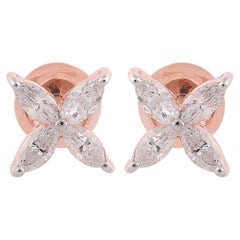 Reinheit HI Farbe Marquise Diamant-Ohrstecker 14k Roségold feiner Schmuck