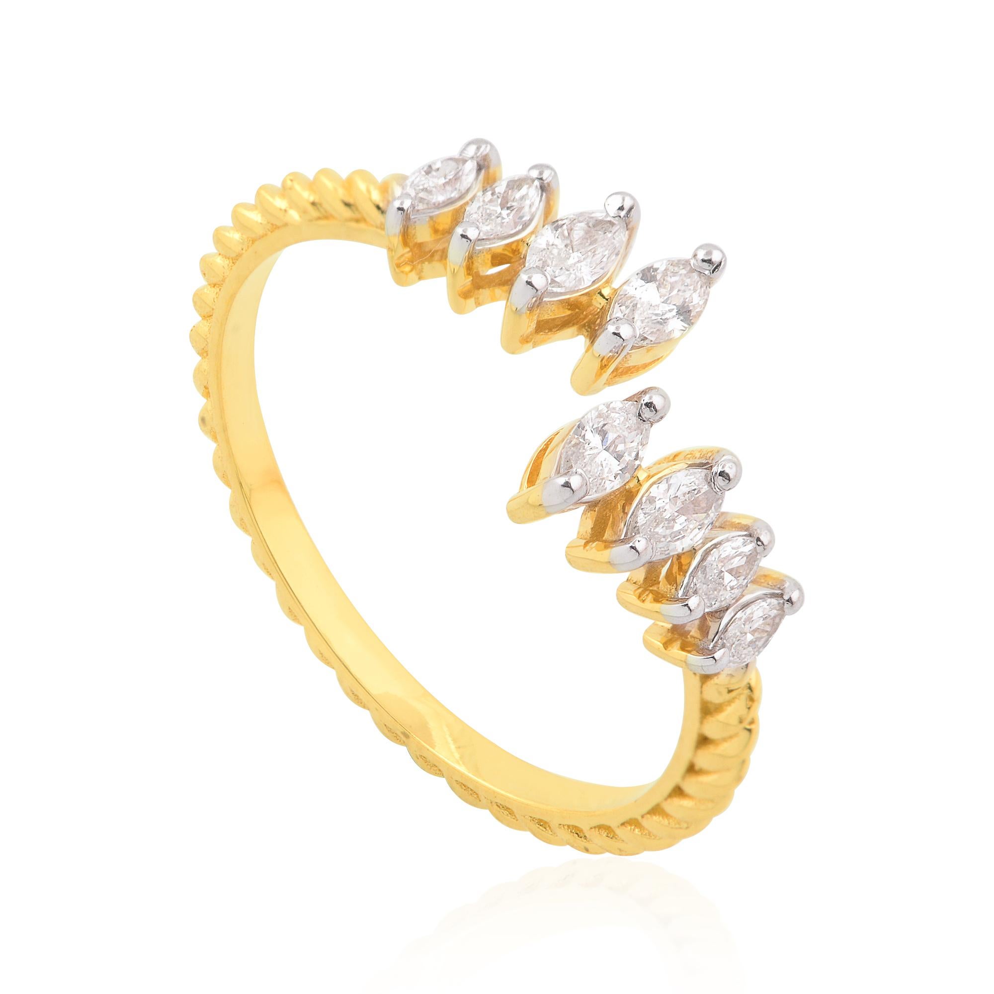 For Sale:  SI Clarity HI Color Marquise Diamond Wrap Ring 18 Karat Yellow Gold Fine Jewelry 3