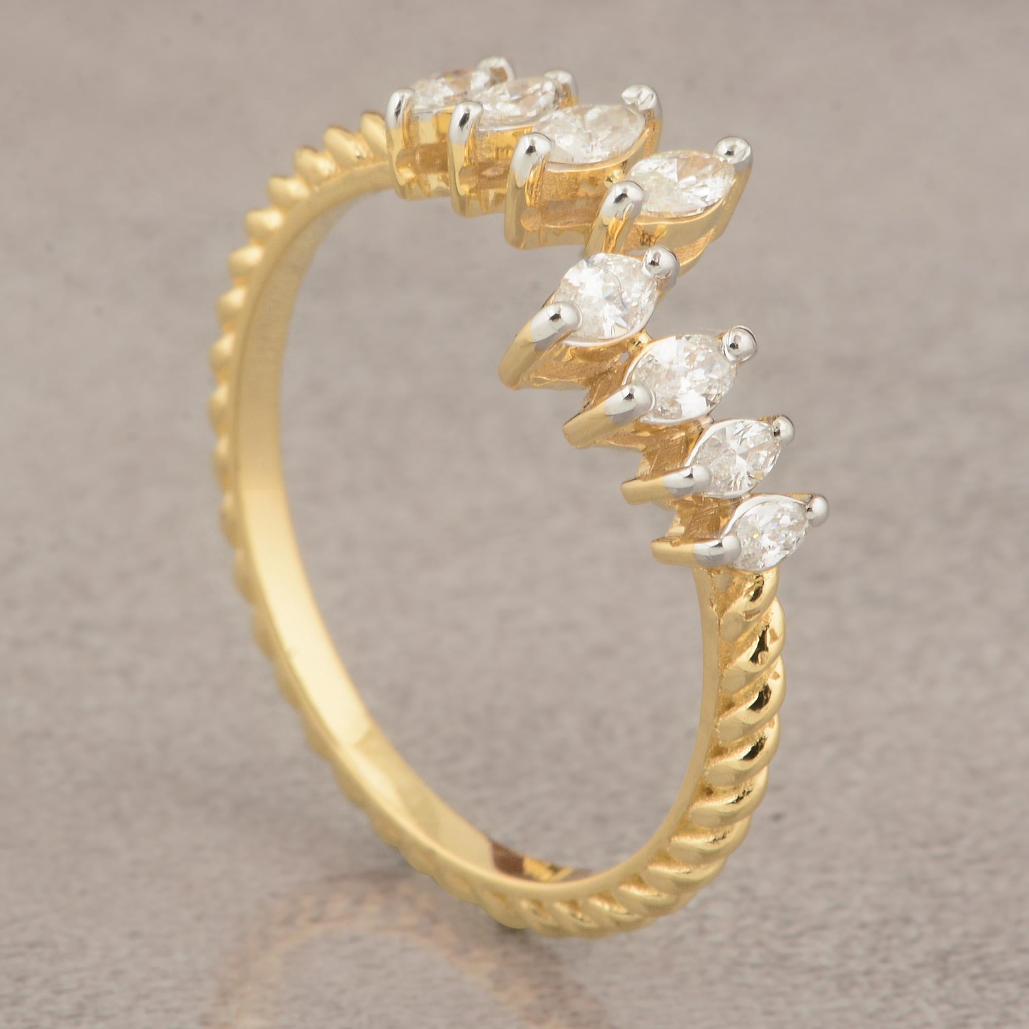 For Sale:  SI Clarity HI Color Marquise Diamond Wrap Ring 18 Karat Yellow Gold Fine Jewelry 4