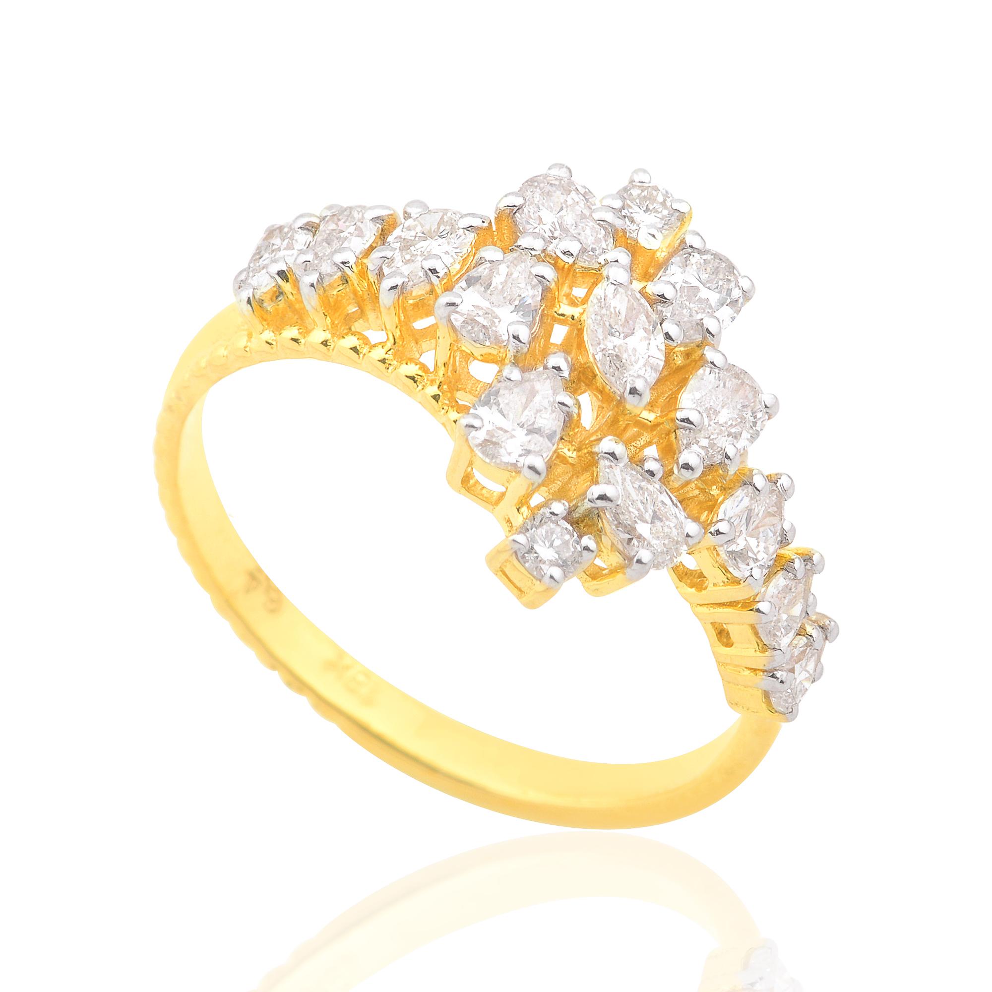 For Sale:  SI Clarity HI Color Marquise Pear Diamond Promise Ring 18 Karat Yellow Gold 2