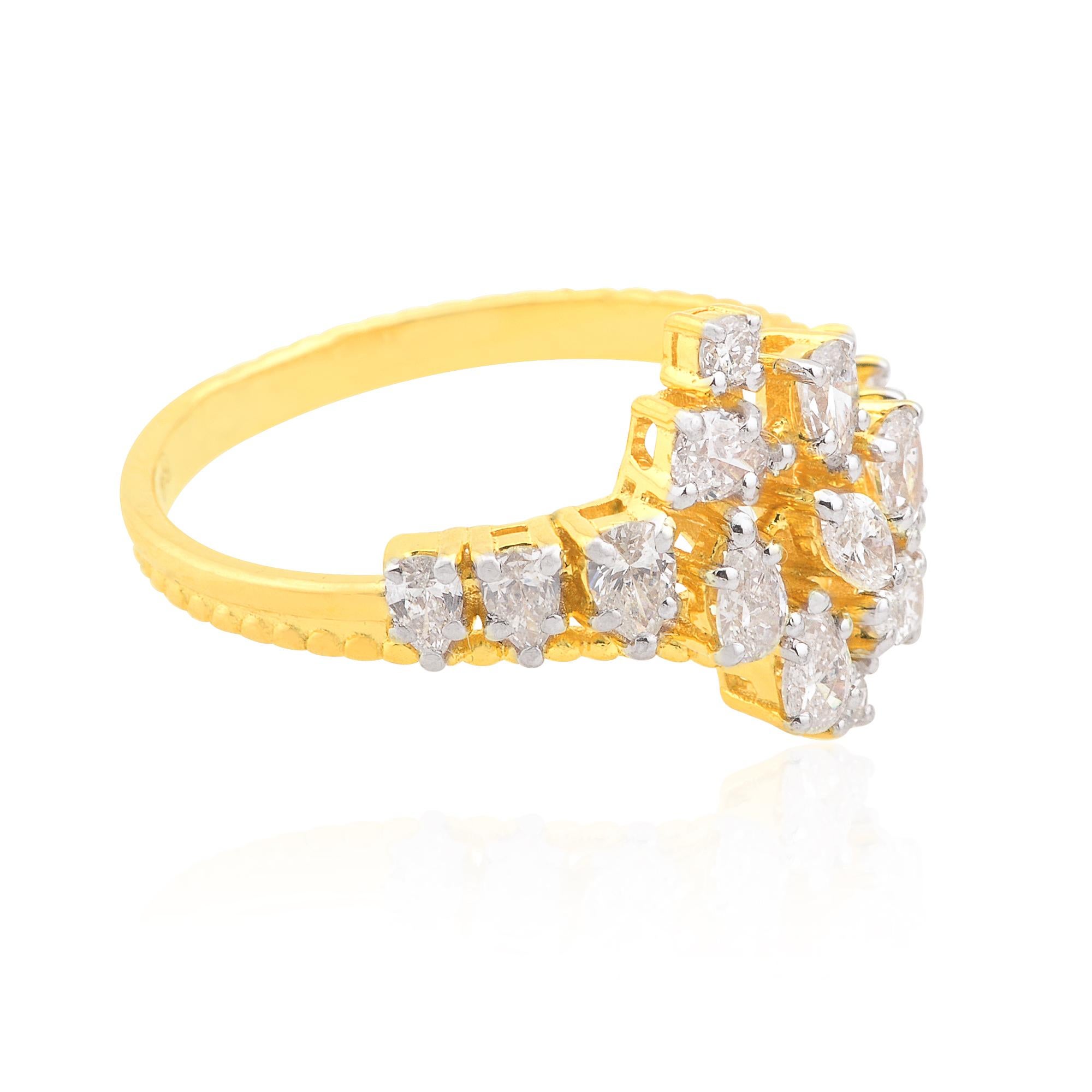 For Sale:  SI Clarity HI Color Marquise Pear Diamond Promise Ring 18 Karat Yellow Gold 3