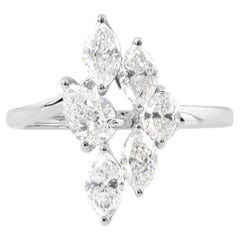 SI Claridad HI Color Anillo de diamantes marquesa y pera Joyas de oro blanco de 14 quilates