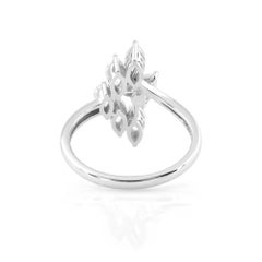 Marquise & Pear Natural Diamond Sunburst Ring SI/HI 18K White Gold HRD Certified