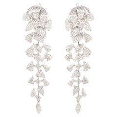 SI Clarity HI Color Marquise Pear Round Diamond Dangle Earrings 14k White Gold