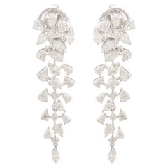 SI Clarity HI Color Marquise Pear Round Diamond Dangle Orecchini in oro bianco 14 ct.