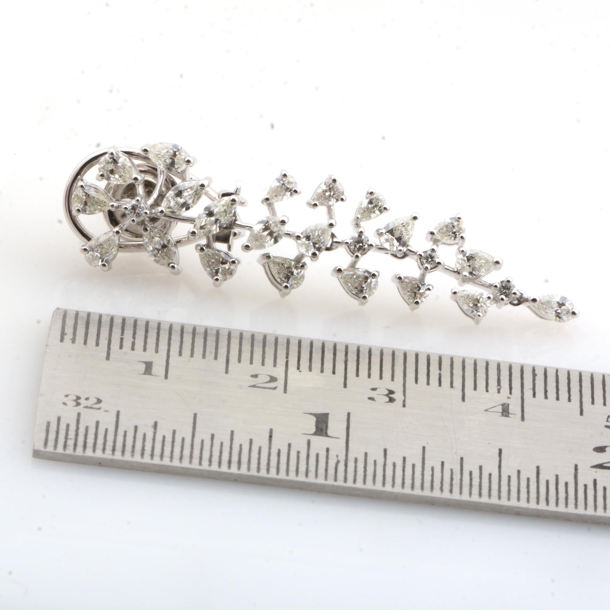 Reinheit HI Farbe Marquise Birnenförmige Diamant-Ohrringe 18k Weißgold im Zustand „Neu“ im Angebot in Diera, Dubai