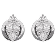 Orecchini con diamanti rotondi marquise di colore HI, purezza SI, oro bianco 14 carati