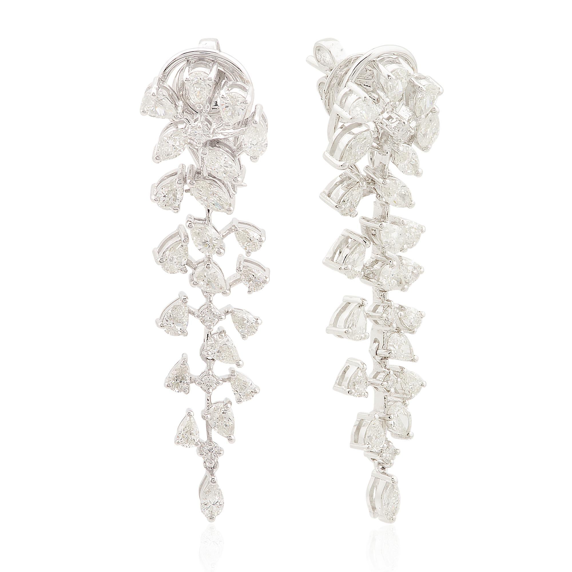 SI Klarheit HI Farbe Gemischte Form Diamant Verlobung Tropfen Ohrringe 18k Weißgold (Tropfenschliff) im Angebot