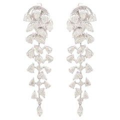 SI Clarity HI Color Mixed Shape Diamond Engagement Drop Earrings 18k White Gold