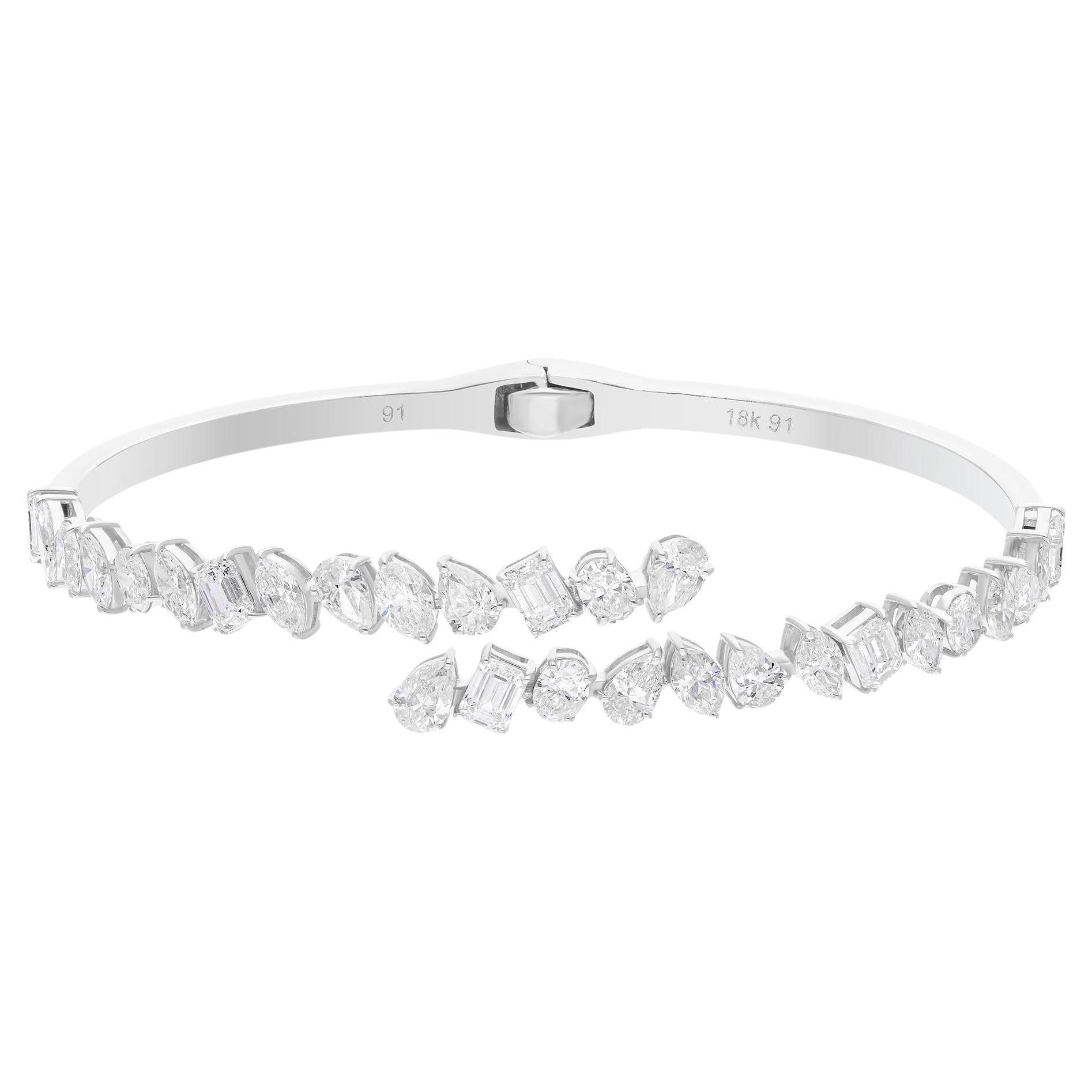 SI Clarity HI Color Multi Diamond Open Cuff Bracelet or jaune 14 carats