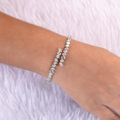 SI Clarity HI Color Multi Diamond Open Cuff Bracelet 18 Karat White Gold