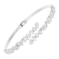 SI Clarity HI Color Multi Diamond Open Cuff Bracelet 18 Karat White Gold