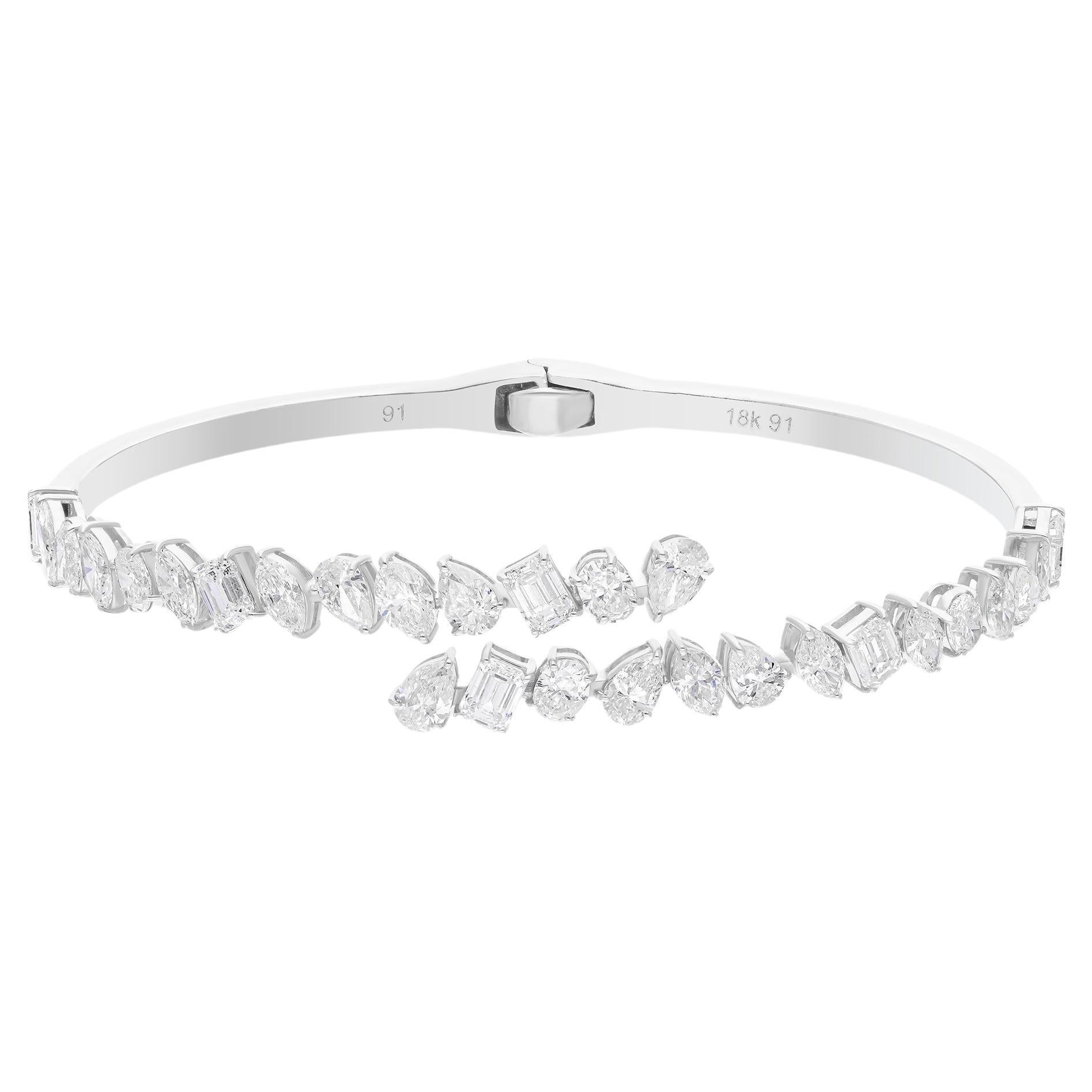 SI Clarity HI Color Multi Diamond Open Cuff Bracelet or jaune 18 carats Pour femmes en vente