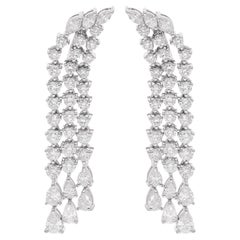 SI Clarity HI Color Multi Shape Diamond Chandelier Earrings 10 Karat White Gold