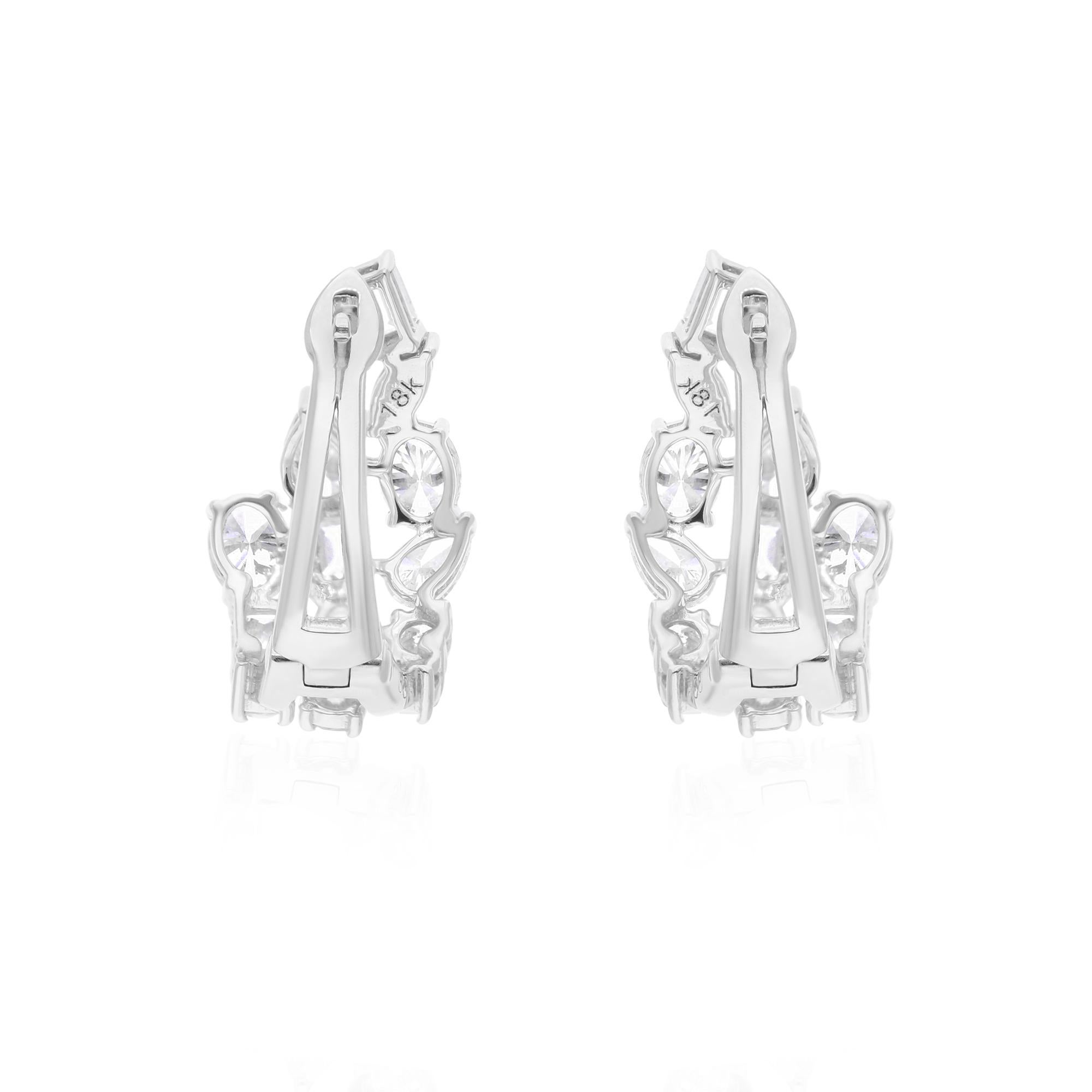SI Clarity HI Color Multi Shape Diamond Earrings 14 Karat White Gold Jewelry For Sale 1
