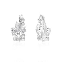 SI Clarity HI Color Multi Shape Diamond Earrings 18 Karat White Gold Jewelry